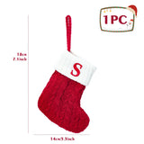 elvesmall Christmas Socks Knitting Snowflake Letter Stocking Christmas Decoration For Home 2024 Xmas Tree Ornament Gift Navidad Natal 2024