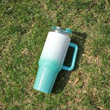 elvesmall  -  1pc 40oz Thermos Bottle Vaccuum Bottle Stainless Steel Cup Thermal Water Bottle with Handle Rainbow Thermal Mug Car Leakproof