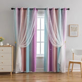 elvesmall Curtains For Living Room Bedroom Double Layers Sheer Rainbow Colorful Princess Home Decoration Drapes