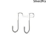 elvesmall 201 Stainless Steel Hook Double S-Shape Hook Free Punching Kitchen Bathroom Cabinet Door Without Trace Hook Towel Storage Hanger