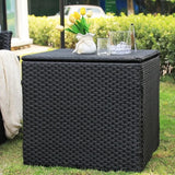 elvesmall 67 Gallon Outdoor Storage Box, Waterproof Wicker Deck Box with Waterproof Liner, Patio Storage Bin Container