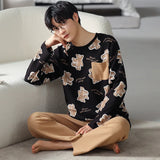 elvesmall  Men Pajamas Suit Pure Cotton Autumn Long Sleeves Breathable Plus-size Sleepwear Male Nightwear Set Spring Winter Gentlemen