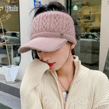 elvesmall Women Hats New Autumn Winter Warm Rabbit Knitted Hats Outdoor Sports Golf Ponytail Hat Baseball Caps Empty Top Caps 1PC