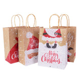 elvesmall 5Pcs Kraft Gift Bags with Handle Elk Snowflake Christmas Tree Merry Christmas Party Favors Packaging Bag Navidad New Year 2025