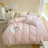 elvesmall  New Cotton Japanese Lattice Four-Piece Bedding Bed Linen Bed Sheet Simple Three-Piece Dormitory Set Factory Direct