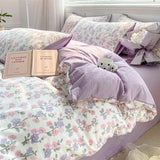 elvesmall Light Luxury a Maternal and Infant Class Washed Cotton and Linen Four-piece Quilt Set Single Student Dormitory Bed Sheet 3-piece