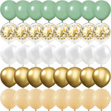 elvesmall  40PCS Sage Green Gold White Latex Confetti Balloons Baby Shower Birthday Wedding Party Decorations Globos