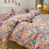 elvesmall  4pcs Strawberry kawaii Bedding Set 100%Cotton Bedding Sets Girl Luxury Queen Size Bed Sheets Children Quilt Soft Comforter set