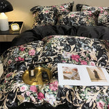 elvesmall Natural Mulberry Silky Blending Duvet Cover Set with Sheets High-end Satin Blending Silky Bedding Set Luxury Queen Bedding Sets