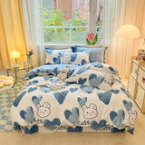 elvesmall Green Leaves Floral Duvet Cover Bedding Set 100% Cotton for Teen Girls Garden Botanical Comforter Cover for All Season Bedroom