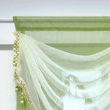 elvesmall  1PC Luxury Green Double Layers Swags Valance Curtain Head for Living Room Bottom Beaded Lace Voile Drape Window Custom #E