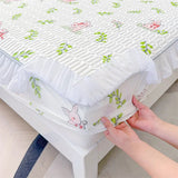 elvesmall Summer Cooling Mattress Cover Couple Cool Sleeping Mat Korean Lace Latex Cold Feeling Sheet Double Folding Bed Protection Pad