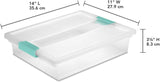elvesmall Sterilite Large Clip Box, Stackable Small Storage Bin with Latching Lid, Plastic Container to Organize Paper,6-Pack