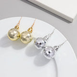 elvesmall Christmas Acrylic Mirror Disco Ball Drop Earring for Women Creative Rock 3D Bulb Dangle Earrings Xmas New Year Jewelry