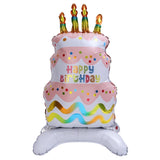 elvesmall  3D Birthday Cake Aluminum Film Balloon Three Layer Cake Standable Balloon Party Baby Shower Photo Props Scene Wedding Decoration