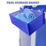 elvesmall Pool Storage Basket Plastic Hanging Pool Mesh Organizer Hook Pool Drinks Holder Portable Removable Frame Swim Pool Accessories