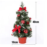 elvesmall  Mini Artificial Christmas Tree Home Bedroom Desktop Ornament Red Bow Pine Cone Party Christmas Decoration for Home Gifts