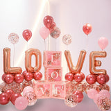 elvesmall 1Set Transparent Letter Balloon Box Letter Love Red Foil Balloons Happy Valentine’s Day Wedding Room Party Decorations