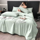 elvesmall Luxury Embroidery Summer Blanket for Bed Sleeping Non-stick Body Summer Quilt Soft Skin Friendly Air Conditioner Comforter Silky