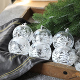elvesmall 6pcs Transparent White Snow Ball Christmas Balls Pendant Xmas Tree Decoration Clear Baubles Hanging Ornament Home decor New Year