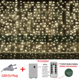 elvesmall LED Fairy String Lights Outdoor Waterproof Waterfall Street Garland Curtain Lights For Patio Christmas Wedding Party Decoration