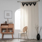 elvesmall Home Decoration Curtains Living Room Bedroom Semi-shading Bay Window Curtain American Solid Color Woven Polyester Cotton Fabric