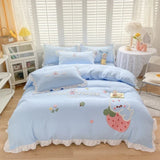 elvesmall Colorful Clouds Bedding Set Princess Style Ruffle Duvet Cover with Zipper Closure Comforter Covers for Girls Women Home Decor