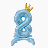 elvesmall  32 Inch Crystal Gradient Number Stand Foil Balloons with Crown Figures Globos 0-9 Birthday Party Decorations Wedding Baby Shower