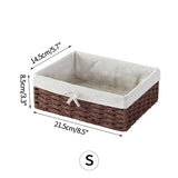 elvesmall Handwoven Storage Baskets Sundries Organizer with Lid Rectangular Cosmetics Box Clothes Laundry Basket Towel Toys Container