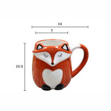 elvesmall  -  330ml Ceramic Fox Coffee with Lid Cartoon Animal Decoration Couple Drinking Cup Simple Breakfast Mug Afternoon Camellia Tea Cup