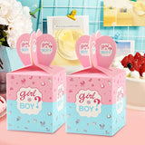 elvesmall 24PCS Gender Reveal Boy or Girl Candy Box Packaging Baby Shower Baptism Gift For Guest Kids Birthday Party Favors Decor Supplies