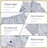 elvesmall  Pajamas Men Summer Short Sleeved Ice Silk Thin Breathable Homewear Set Male Sleep Cloth Suit Gentlemen Satin Nightwear Youth Boy