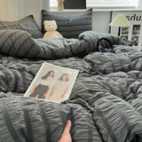 elvesmall Minimalist seersucker Duvet Cover Nordic Bedding Double Bed Modern Bedding Set Skin Friendly Down Duvet Cover Bed Decoration