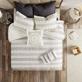 elvesmall Cotton-Bedding Set - Mid Century Trendy Geometric Design, All Season Cozy-Cover With Matching-Shams,Comforter Sets