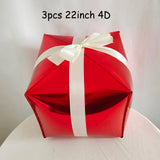 elvesmall 22inch Red Green Christmas Gift Boxes Foil Balloons Lollipop Canes Ball Xmas Decoration Party Favor Christmas Decoration Air Glo