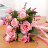 elvesmall  Bridal Bridesmaid Wedding Bouquet Roses Silk Artificial Holding Flowers Mariage Bouquet Wedding Accessories Festival Decorations