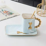 elvesmall  -  Creative ceramic Coffee cup, handmade diamond bag, ceramic cup, dish, Coffee cup set, platinum ceramic cup, birthday gift   mug