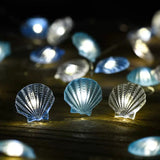 elvesmall 2m 20LED Seashell Starfish String Lights Ocean Theme Party Fairy Light Mermaid Birthday Party Decorations Girl Baby Shower favor