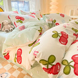 elvesmall Floral Botanical Duvet Cover Set Cotton Pink Bows Reversible Bedding for Girls Women Farmhouse Aesthetic Garden for All Seasons