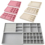 elvesmall Jewelry Storage Box Earring Ring Necklace Brooch Holder Velvet Jewelry Display Box Necklace Classification Organizer Drawer Tray