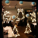elvesmall LED Christmas Snowflake Light Santa Hanging Sucker Lamp Window Ornaments Decoration for Home Xmas Navidad New Year Decor