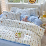 elvesmall Fashion Duvet Cover Set Korean Ins Style 2024 New Flat Sheet Pillowcase No Filler Kids Adult Bedding Set Twin Queen Bed Linen