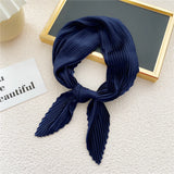 elvesmall Women Pleated Satin Scarf Headscarf Neckerchief Skinny Ribbon Square Hair Tie Band Kerchief Satin Foulard Scarves Decorative