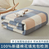 elvesmall Japanese-style Plaid Spring Summer Quilt 100% Cotton Filling Skin Friendly Quilted Queen Quilts Breathable Double Blanket Summer
