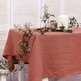 elvesmall 100% Stone-washed Linen Solid Color Table Cover,Natural Fabric Tablecloth,for Kitchen Dining Room Party Holiday Tabletop Decor