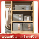 elvesmall  Closet Comforters Zipper Storage Box Wardrobe Clothes Organizers with Lid Fabric Cube Home Wardrobe Folding