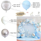 elvesmall Macaron Blue Balloon Garland Arch Kit Birthday Wedding Party White Grey Latex Gender Reveal Baby Shower Decoration Balloons