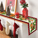 elvesmall Merry Christmas Red Black Grid Snowflake Table Runner Christmas Decoration For Home  Navidad Natal Xmas Tablecloth New Year