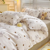 elvesmall Fashion Duvet Cover Set Korean Ins Style 2024 New Flat Sheet Pillowcase No Filler Kids Adult Bedding Set Twin Queen Bed Linen