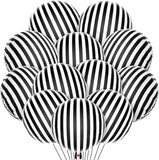 elvesmall 10pcs Black and White Striped Aluminum Film Balloons for Birthday Parties, Weddings, Singles Parties, Decorations